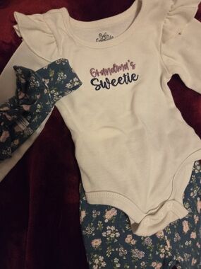 Baby Essentials Onsies With Matching Pants And Haidband